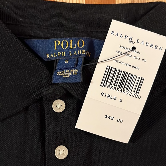 Polo Girls Black Dress Size 5 NEW - Picture 2 of 7
